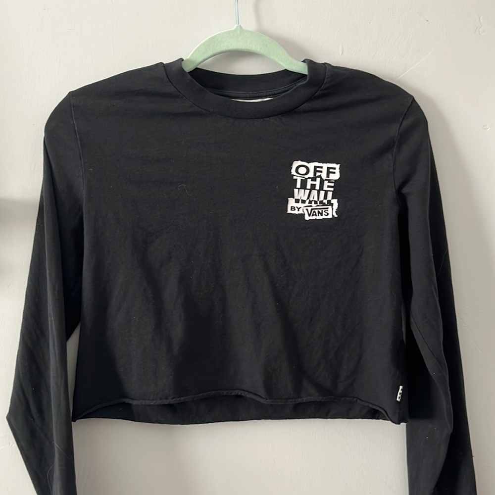 Vans Off The Wall Black Long Sleeve Crop Shirt